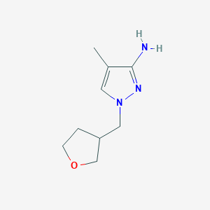 molecular formula C9H15N3O B13079983 4-Methyl-1-[(oxolan-3-yl)methyl]-1H-pyrazol-3-amine 