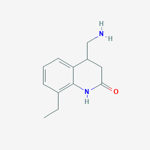 molecular formula C12H16N2O B13080007 4-(Aminomethyl)-8-ethyl-1,2,3,4-tetrahydroquinolin-2-one 