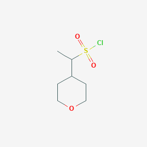 molecular formula C7H13ClO3S B13080018 1-(Oxan-4-yl)ethane-1-sulfonyl chloride 