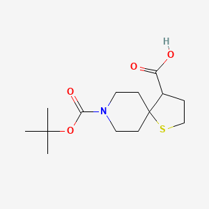 molecular formula C14H23NO4S B13080066 8-(Tert-butoxycarbonyl)-1-thia-8-azaspiro[4.5]decane-4-carboxylic acid 