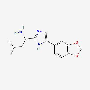 molecular formula C15H19N3O2 B13080082 1-[4-(2H-1,3-Benzodioxol-5-yl)-1H-imidazol-2-yl]-3-methylbutan-1-amine 