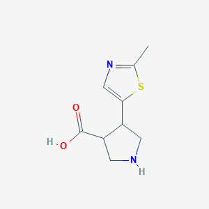 molecular formula C9H12N2O2S B13080133 4-(2-Methyl-1,3-thiazol-5-YL)pyrrolidine-3-carboxylic acid 