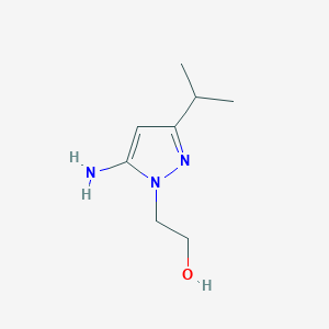 molecular formula C8H15N3O B13080146 2-[5-amino-3-(propan-2-yl)-1H-pyrazol-1-yl]ethan-1-ol 