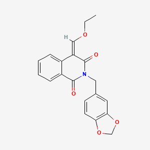 molecular formula C20H17NO5 B13080150 2-Benzo[1,3]dioxol-5-ylmethyl-4-ethoxymethylene-4H-isoquinoline-1,3-dione 