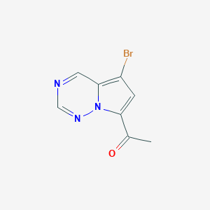 molecular formula C8H6BrN3O B13080182 1-{5-Bromopyrrolo[2,1-f][1,2,4]triazin-7-yl}ethan-1-one 