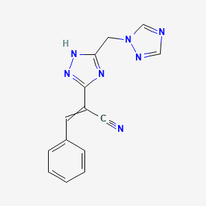 molecular formula C14H11N7 B1308019 3-phenyl-2-[5-(1,2,4-triazol-1-ylmethyl)-1H-1,2,4-triazol-3-yl]prop-2-enenitrile 