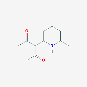 molecular formula C11H19NO2 B13080237 3-(6-Methylpiperidin-2-yl)pentane-2,4-dione 