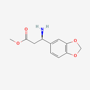 molecular formula C11H13NO4 B13080251 Methyl 3-(2H-benzo[3,4-d]1,3-dioxol-5-yl)(3R)-3-aminopropanoate 