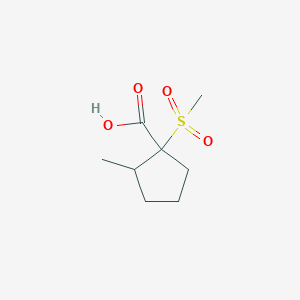 molecular formula C8H14O4S B13080316 1-Methanesulfonyl-2-methylcyclopentane-1-carboxylic acid 