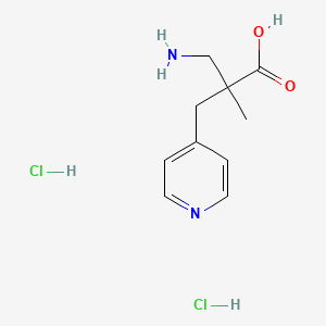 molecular formula C10H16Cl2N2O2 B13080321 3-Amino-2-methyl-2-(pyridin-4-ylmethyl)propanoic acid dihydrochloride 