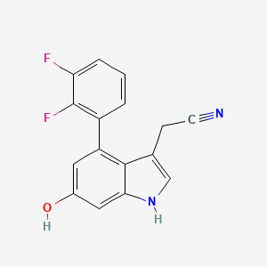 molecular formula C16H10F2N2O B13080364 2-(4-(2,3-Difluorophenyl)-6-hydroxy-1H-indol-3-yl)acetonitrile 