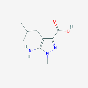 molecular formula C9H15N3O2 B13080388 5-Amino-1-methyl-4-(2-methylpropyl)-1H-pyrazole-3-carboxylic acid 