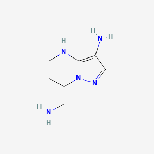 molecular formula C7H13N5 B13080397 7-(Aminomethyl)-4H,5H,6H,7H-pyrazolo[1,5-a]pyrimidin-3-amine 