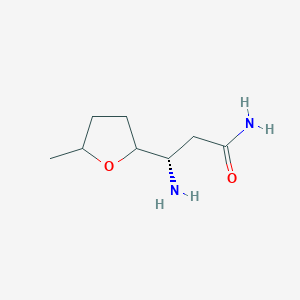 molecular formula C8H16N2O2 B13080415 (3S)-3-Amino-3-(5-methyloxolan-2-yl)propanamide 