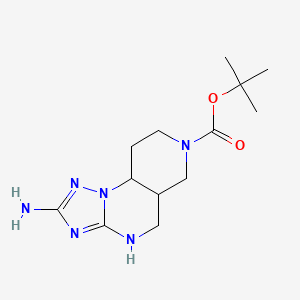 molecular formula C13H22N6O2 B13080516 tert-Butyl 4-amino-2,3,5,7,11-pentaazatricyclo[7.4.0.0,2,6]trideca-3,5-diene-11-carboxylate 