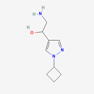 molecular formula C9H15N3O B13080525 2-Amino-1-(1-cyclobutyl-1H-pyrazol-4-yl)ethan-1-ol 