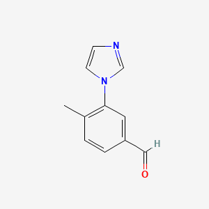 molecular formula C11H10N2O B13080578 3-(1H-Imidazol-1-yl)-4-methylbenzaldehyde 