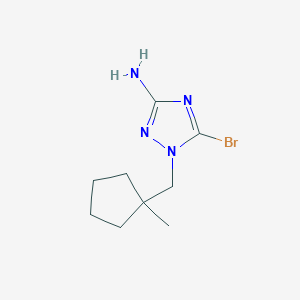 molecular formula C9H15BrN4 B13080612 5-Bromo-1-[(1-methylcyclopentyl)methyl]-1H-1,2,4-triazol-3-amine 