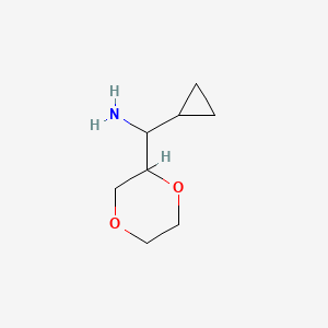 molecular formula C8H15NO2 B13080625 Cyclopropyl(1,4-dioxan-2-yl)methanamine 