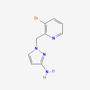 molecular formula C9H9BrN4 B13080666 1-[(3-Bromopyridin-2-yl)methyl]-1H-pyrazol-3-amine 