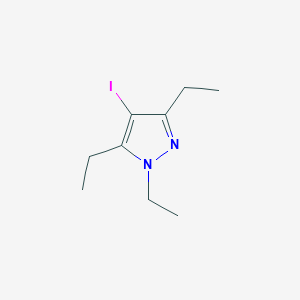 molecular formula C9H15IN2 B13080682 1,3,5-triethyl-4-iodo-1H-pyrazole 