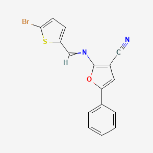 molecular formula C16H9BrN2OS B1308069 2-{[(E)-(5-bromo-2-thienyl)methylidene]amino}-5-phenyl-3-furonitrile 