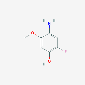 molecular formula C7H8FNO2 B13080696 4-Amino-2-fluoro-5-methoxyphenol 