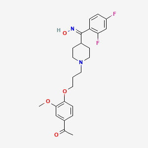 molecular formula C24H28F2N2O4 B13080735 1-(4-(3-(4-((2,4-Difluorophenyl)(hydroxyimino)methyl)piperidin-1-yl)propoxy)-3-methoxyphenyl)ethanone 