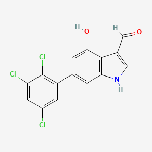 molecular formula C15H8Cl3NO2 B13080817 4-Hydroxy-6-(2,3,5-trichlorophenyl)indole-3-carboxaldehyde 