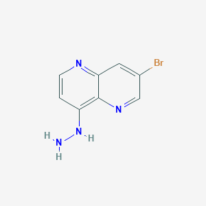 molecular formula C8H7BrN4 B13080834 3-Bromo-8-hydrazinyl-1,5-naphthyridine 