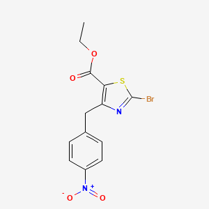 molecular formula C13H11BrN2O4S B13080913 Ethyl 2-bromo-4-(4-nitrobenzyl)thiazole-5-carboxylate 