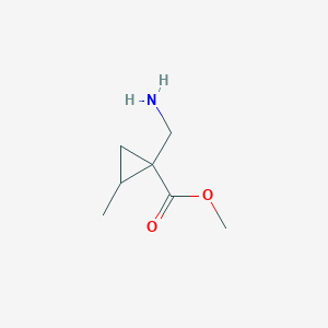 molecular formula C7H13NO2 B13080928 Methyl 1-(aminomethyl)-2-methylcyclopropane-1-carboxylate 