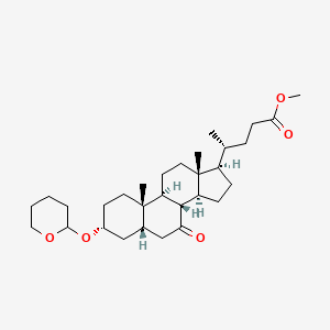 molecular formula C30H48O5 B13080967 methyl (4R)-4-[(3R,5S,8R,9S,10S,13R,14S,17R)-10,13-dimethyl-3-(oxan-2-yloxy)-7-oxo-1,2,3,4,5,6,8,9,11,12,14,15,16,17-tetradecahydrocyclopenta[a]phenanthren-17-yl]pentanoate 