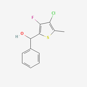 molecular formula C12H10ClFOS B13080979 (4-Chloro-3-fluoro-5-methylthiophen-2-yl)(phenyl)methanol 