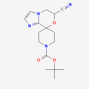 molecular formula C16H22N4O3 B13081054 tert-Butyl 6-cyano-5,6-dihydrospiro[imidazo[2,1-c][1,4]oxazine-8,4'-piperidine]-1'-carboxylate 