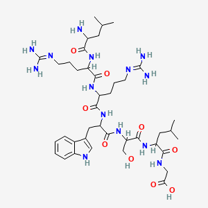 2-[[2-[[2-[[2-[[2-[[2-[(2-amino-4-methylpentanoyl)amino]-5-(diaminomethylideneamino)pentanoyl]amino]-5-(diaminomethylideneamino)pentanoyl]amino]-3-(1H-indol-3-yl)propanoyl]amino]-3-hydroxypropanoyl]amino]-4-methylpentanoyl]amino]acetic acid