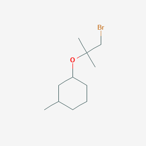 molecular formula C11H21BrO B13081089 1-[(1-Bromo-2-methylpropan-2-yl)oxy]-3-methylcyclohexane 