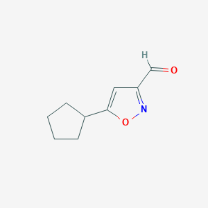 molecular formula C9H11NO2 B13081197 5-Cyclopentyl-isoxazole-3-carbaldehyde 