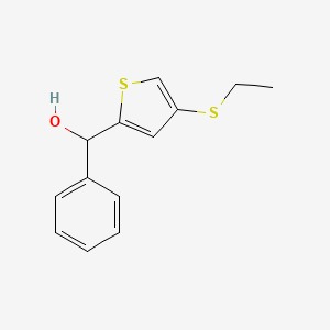 molecular formula C13H14OS2 B13081213 (4-(Ethylthio)thiophen-2-yl)(phenyl)methanol 