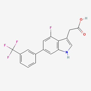 molecular formula C17H11F4NO2 B13081226 4-Fluoro-6-(3-(trifluoromethyl)phenyl)indole-3-acetic acid 