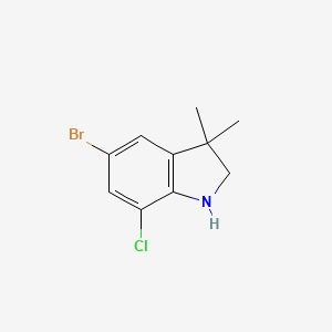 molecular formula C10H11BrClN B13081237 5-bromo-7-chloro-3,3-dimethyl-2,3-dihydro-1H-indole 