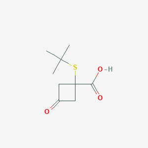 molecular formula C9H14O3S B13081257 1-(Tert-butylsulfanyl)-3-oxocyclobutane-1-carboxylic acid 