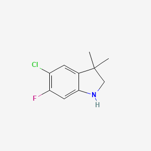 molecular formula C10H11ClFN B13081260 5-chloro-6-fluoro-3,3-dimethyl-2,3-dihydro-1H-indole 