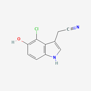 molecular formula C10H7ClN2O B13081277 2-(4-Chloro-5-hydroxy-1H-indol-3-yl)acetonitrile 