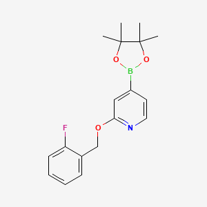 molecular formula C18H21BFNO3 B13081317 2-((2-Fluorobenzyl)oxy)-4-(4,4,5,5-tetramethyl-1,3,2-dioxaborolan-2-yl)pyridine CAS No. 1346708-03-9