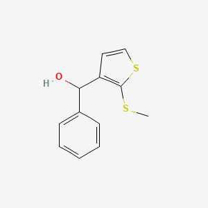 molecular formula C12H12OS2 B13081329 (2-(Methylthio)thiophen-3-yl)(phenyl)methanol 