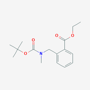 molecular formula C16H23NO4 B13081336 Ethyl 2-(((tert-butoxycarbonyl)(methyl)amino)methyl)benzoate 