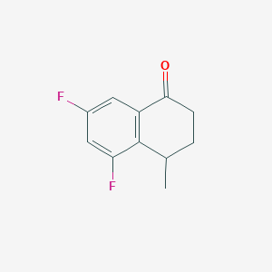 molecular formula C11H10F2O B13081343 5,7-Difluoro-4-methyl-1,2,3,4-tetrahydronaphthalen-1-one 