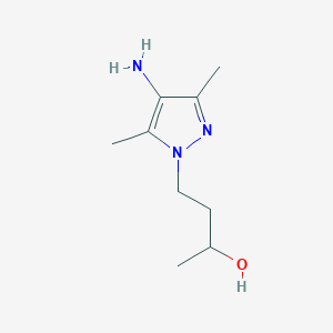 molecular formula C9H17N3O B13081376 4-(4-amino-3,5-dimethyl-1H-pyrazol-1-yl)butan-2-ol 