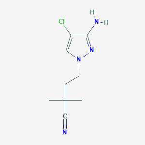 molecular formula C9H13ClN4 B13081432 4-(3-Amino-4-chloro-1H-pyrazol-1-YL)-2,2-dimethylbutanenitrile 